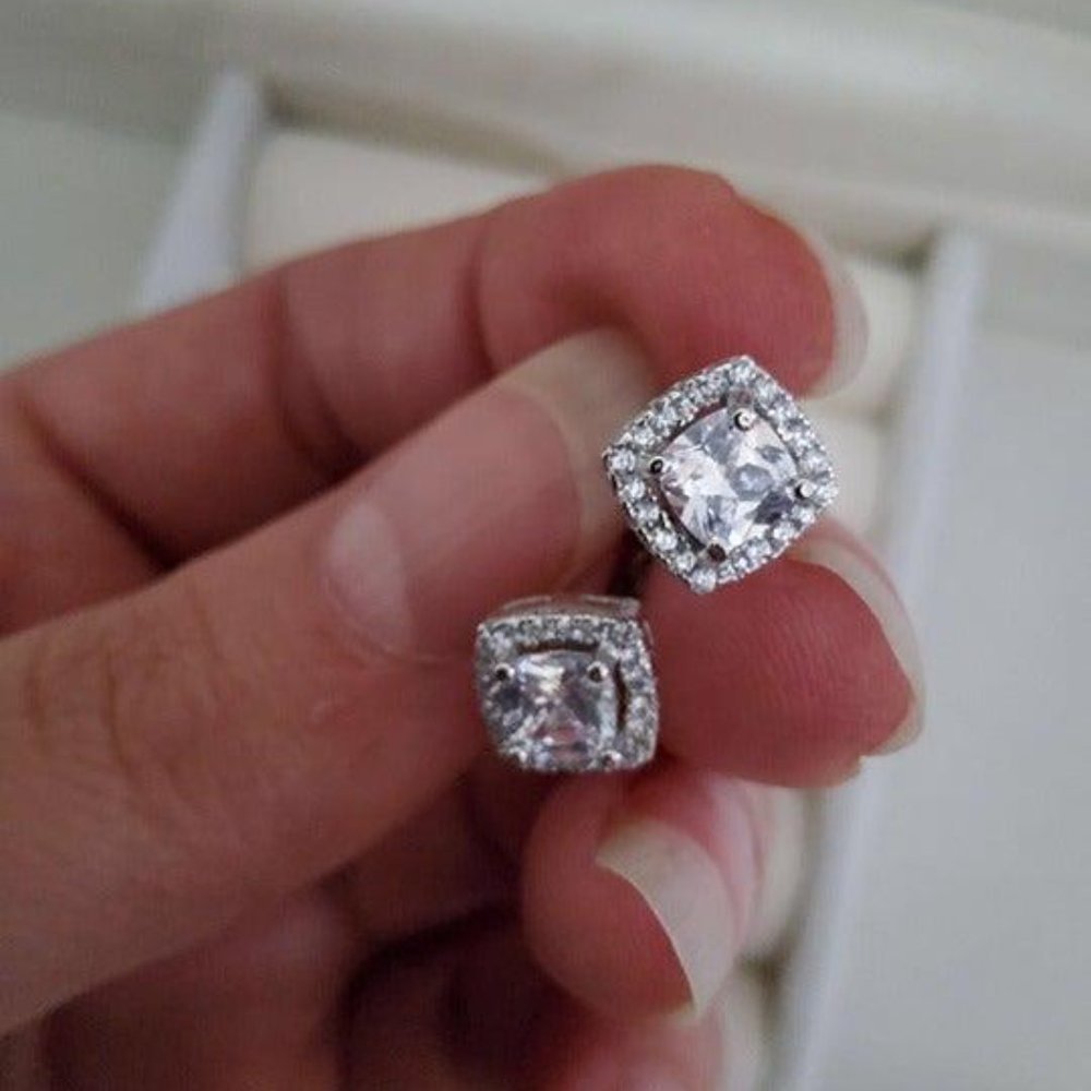 Halo Stud Earrings with Swarovski Elements - Picture 6 of 6